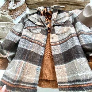 Trendy Shacket Wool plaid vintage boho jacket prairie/southwestern/country vibe